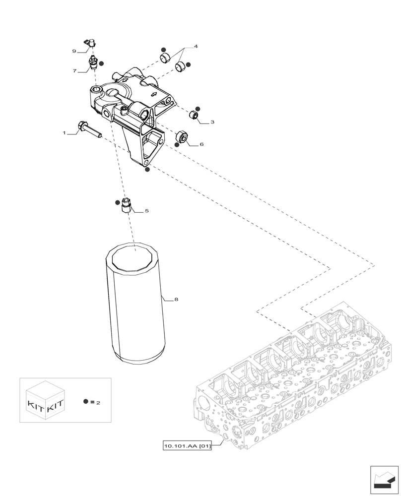 Схема запчастей Case IH F2CFP613C H006 - (10.206.AG[01]) - FUEL FILTER (10) - ENGINE