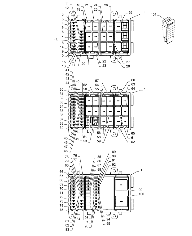 Схема запчастей Case IH 6140 - (55.510.AF[10]) - FUSE BOX, CAB MAIN (55) - ELECTRICAL SYSTEMS