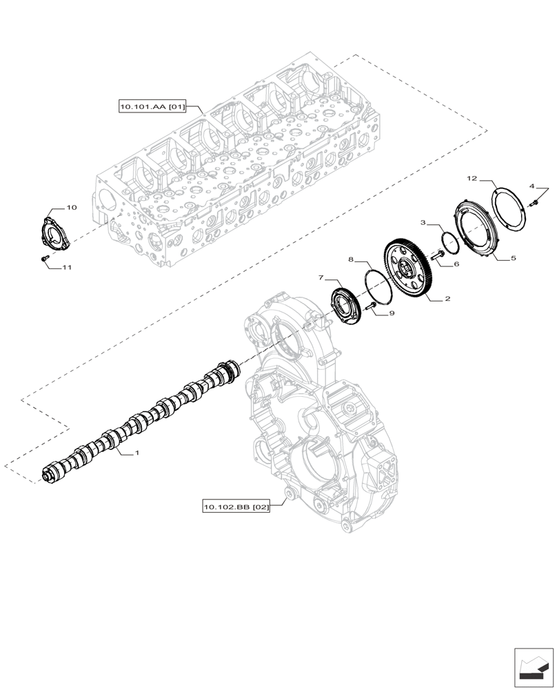 Схема запчастей Case IH F2CFP614A H001 - (10.103.AD) - CRANKSHAFT, GEAR (10) - ENGINE