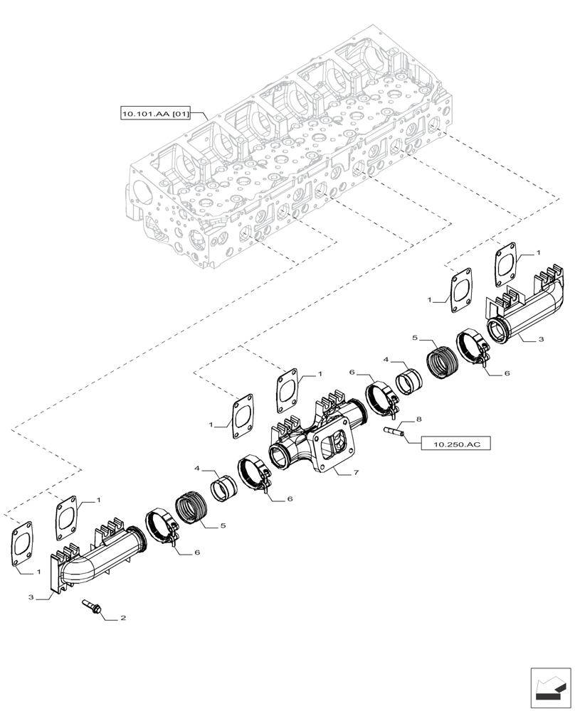 Схема запчастей Case IH F2CFP614A H001 - (10.254.AC) - EXHAUST MANIFOLD (10) - ENGINE