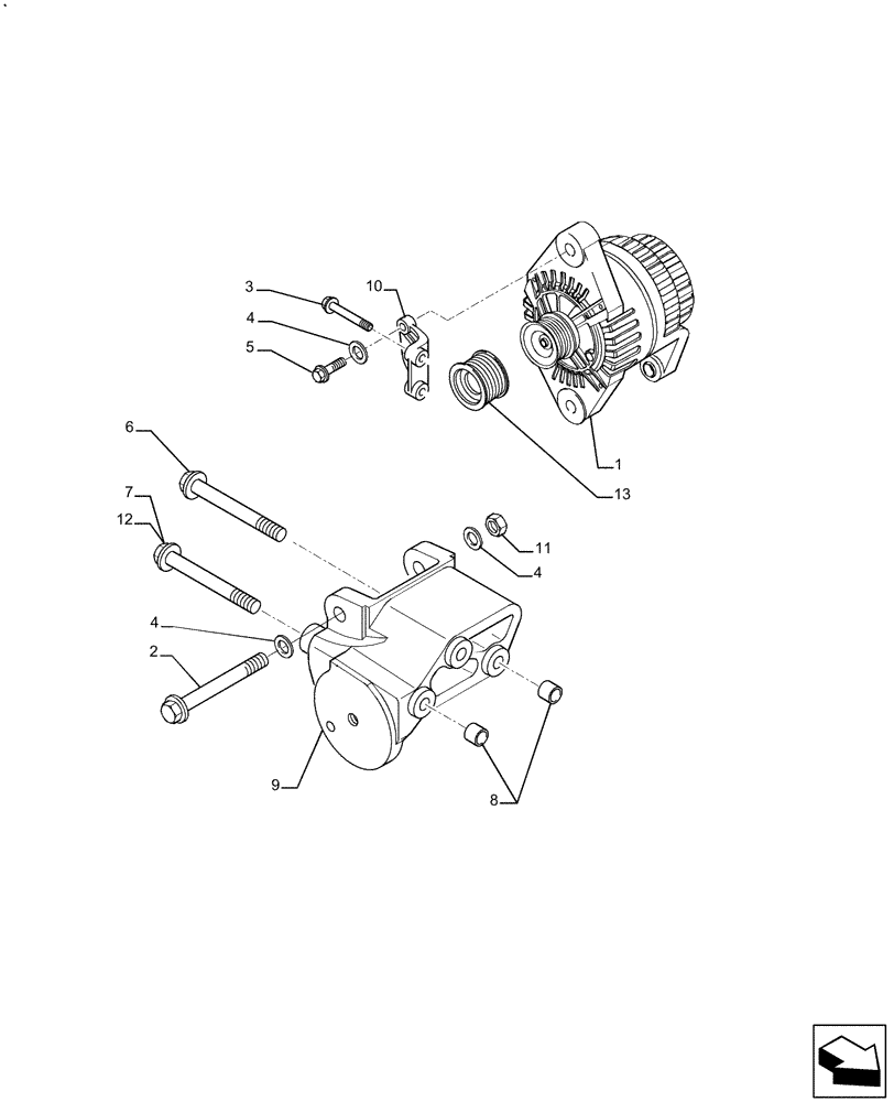 Схема запчастей Case IH F2CFE613C B041 - (55.301.AB) - ALTERNATOR MOUNTING (55) - ELECTRICAL SYSTEMS