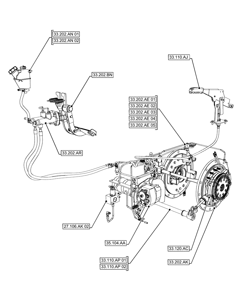 Схема запчастей Case IH FARMALL 120A - (00.000.33) - PICTORIAL INDEX - BRAKES & CONTROLS (00) - GENERAL & PICTORIAL INDEX