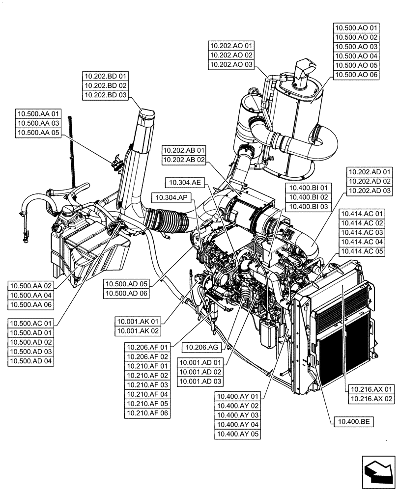 Схема запчастей Case IH QUADTRAC 470 - (10.000.00) - SECTION INDEX - ENGINE (10) - ENGINE