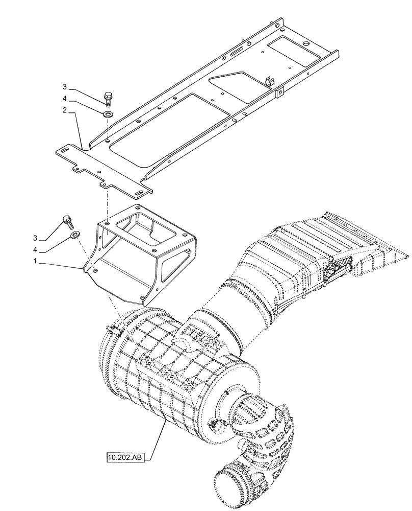 Схема запчастей Case IH PUMA 150 - (10.202.AH[01A]) - VAR - 391130, 758000 - AIR CLEANER, SUPPORT - BEGIN YR 09-MAY-2014 (10) - ENGINE