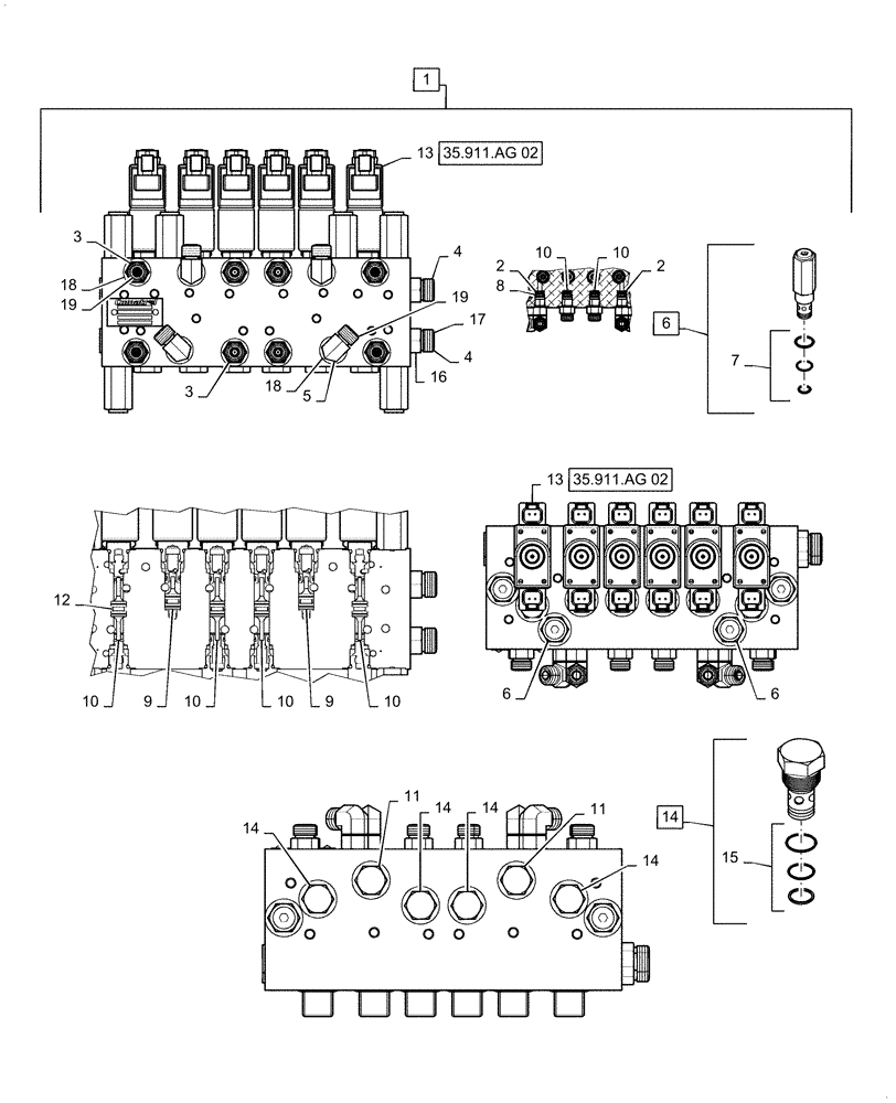 Схема запчастей Case IH PATRIOT 2250 - (35.911.AH[02]) - BOOM, CONTROL VALVE ASSY (35) - HYDRAULIC SYSTEMS