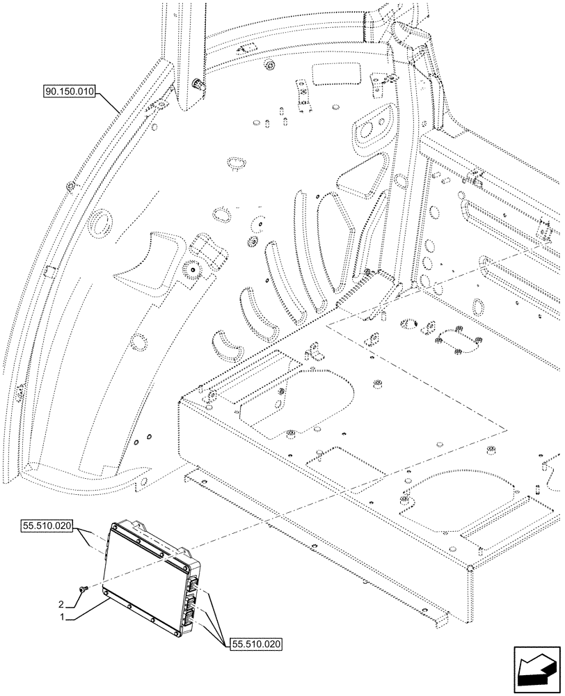 Схема запчастей Case IH FARMALL 120U - (55.024.010) - VAR - 330308, 390399, 758331 - TRANSMISSION, ELECTRONIC CONTROL UNIT (55) - ELECTRICAL SYSTEMS