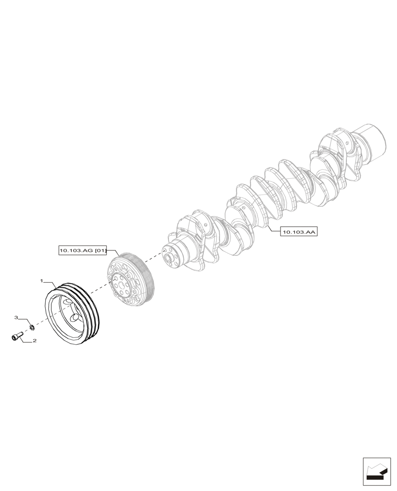 Схема запчастей Case IH F2CFP613A H001 - (10.110.AD) - CRANKSHAFT, DAMPER (10) - ENGINE