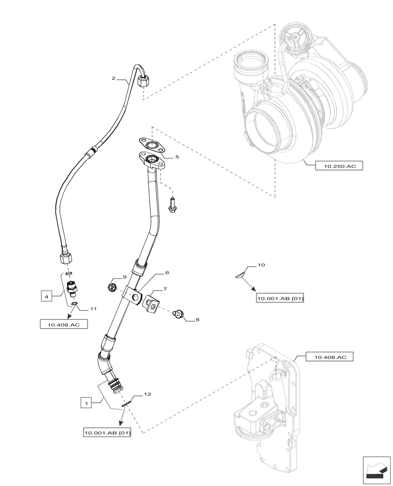 Схема запчастей Case IH F4HFP613A H001 - (10.304.AF) - OIL LINE (10) - ENGINE