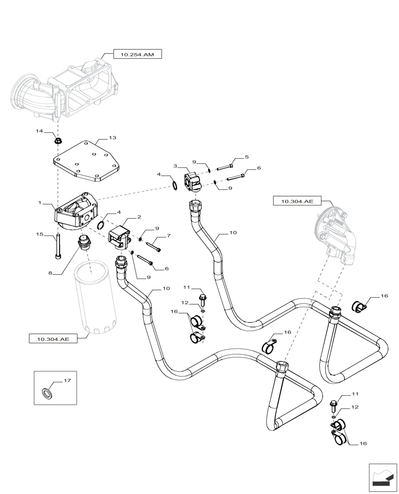 Схема запчастей Case IH F2CFP613A H001 - (10.304.AF) - OIL LINE (10) - ENGINE