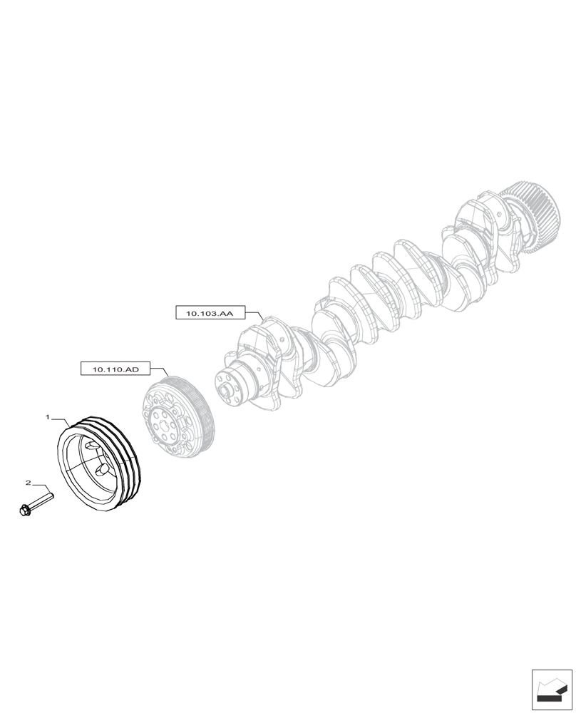 Схема запчастей Case IH F2CFP613A H001 - (10.103.AG[02]) - CRANKSHAFT & PULLEY (10) - ENGINE