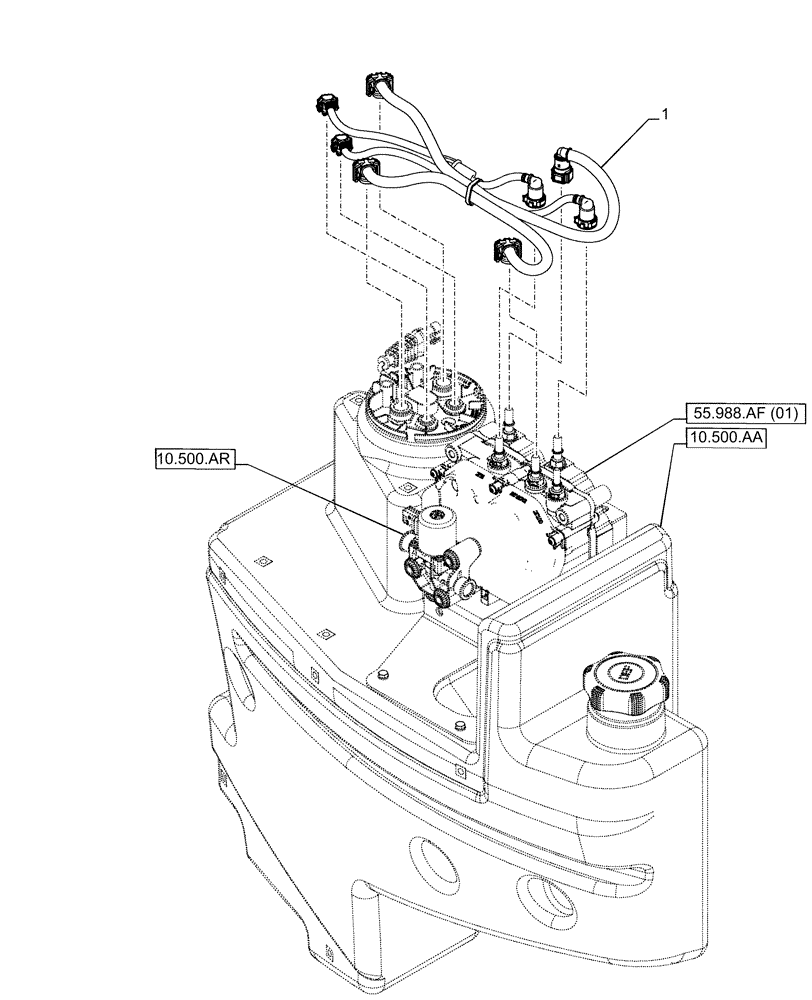 Схема запчастей Case IH PUMA 150 CVT - (10.500.AD[02A]) - VAR - 391130, 758000 - DEF/ADBLUE, LINES - BEGIN YR 21-FEB-2014 (10) - ENGINE