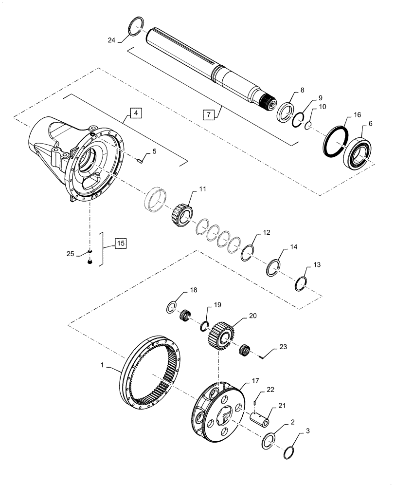 Схема запчастей Case IH STEIGER 420 - (27.120.040[02]) - VAR - 424823, 424824 - AXLE CARRIER ASSY, 425 SERIES, HEAVY DUTY (BTW ZFF308258 - ZGF309433) (27) - REAR AXLE SYSTEM