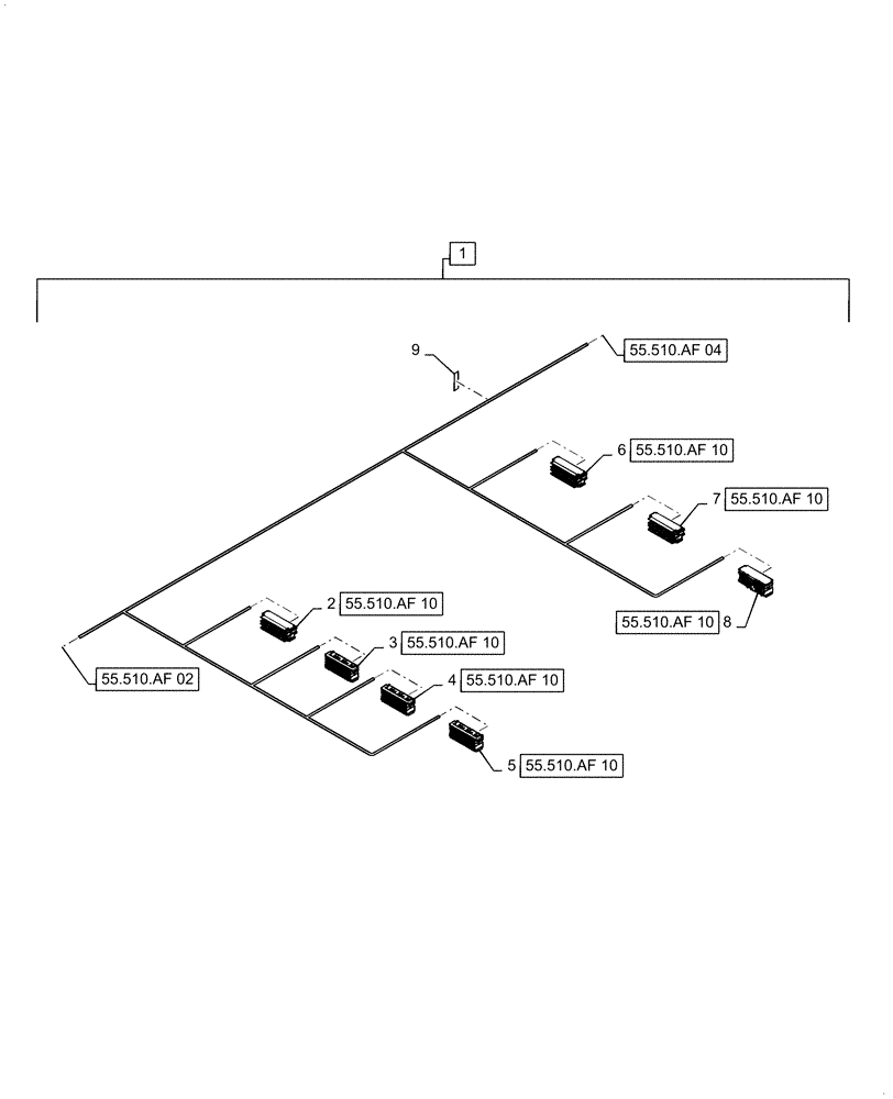 Схема запчастей Case IH 5140 - (55.510.AF[03]) - WIRE HARNESS, CAB MAIN, CONTINUED (55) - ELECTRICAL SYSTEMS