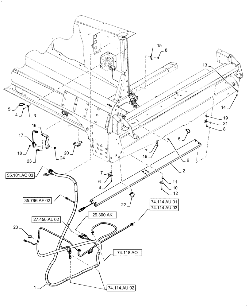 Схема запчастей Case IH 7240 - (55.101.AC[09]) - WIRE HARNESS, FRAME, LOWER, REAR (55) - ELECTRICAL SYSTEMS