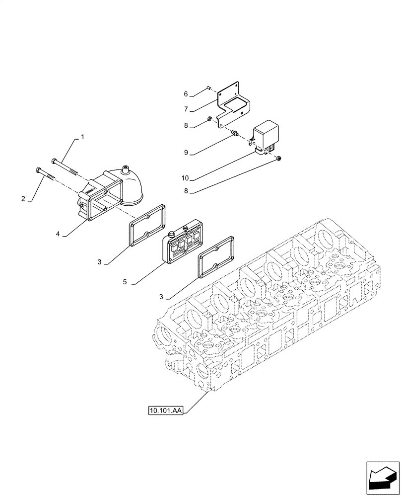 Схема запчастей Case IH F3JFE613A B005 - (10.254.AM) - INLET MANIFOLD (10) - ENGINE