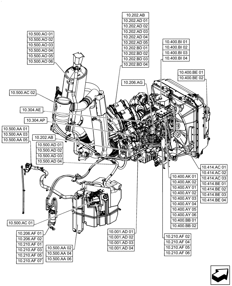 Схема запчастей Case IH STEIGER 500 - (10.000.00) - SECTION INDEX - ENGINE (10) - ENGINE