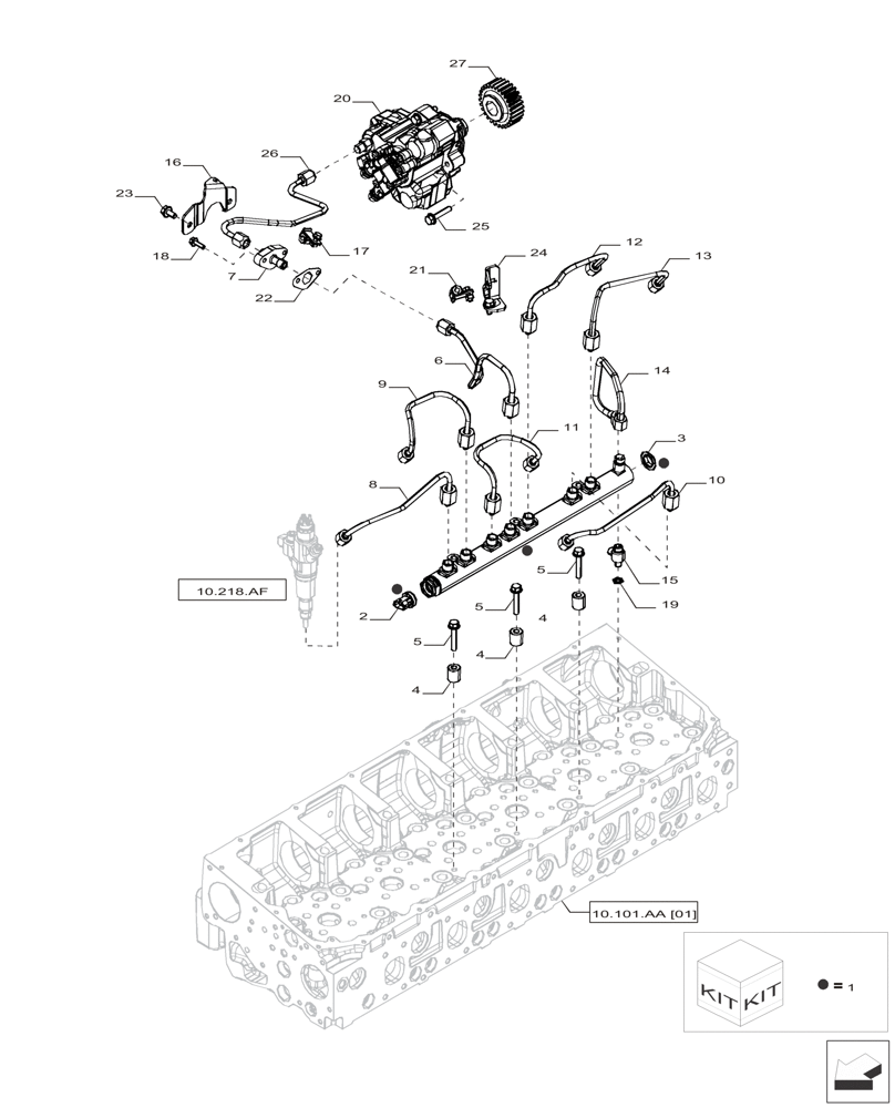 Схема запчастей Case IH F2CFP613A H001 - (10.218.AR) - INJECTION PUMP DRIVE (10) - ENGINE