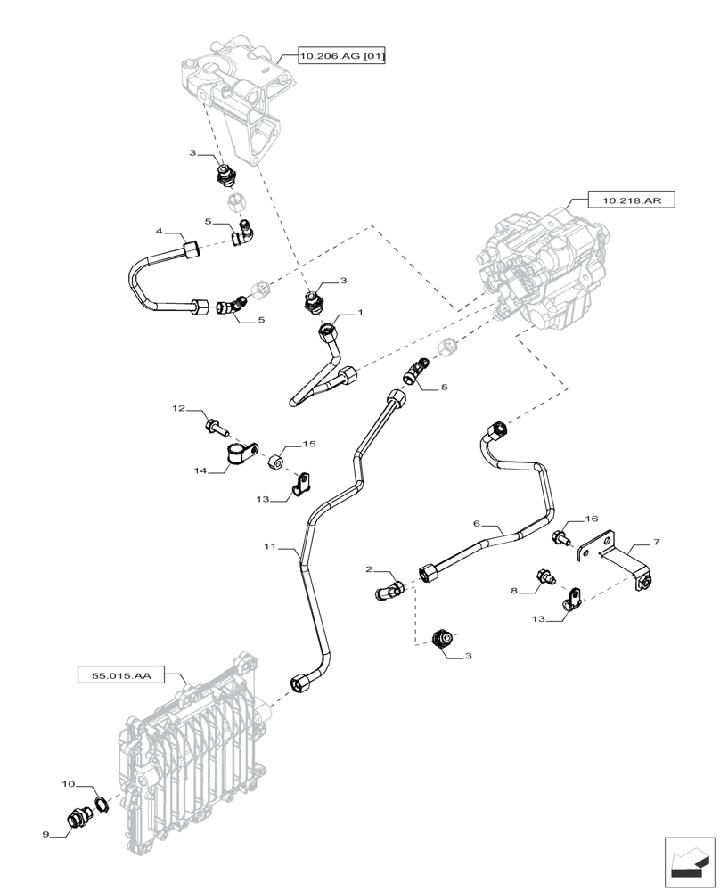 Схема запчастей Case IH F2CFP613A H001 - (10.210.AF) - FUEL LINE (10) - ENGINE