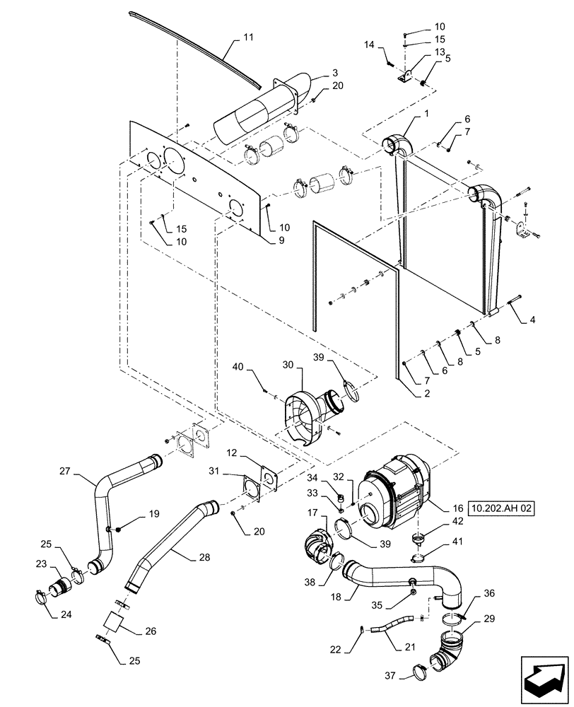 Схема запчастей Case IH PATRIOT 2250 - (10.310.AA[01]) - AIR INTAKE, AND AFTERCOOLER (10) - ENGINE