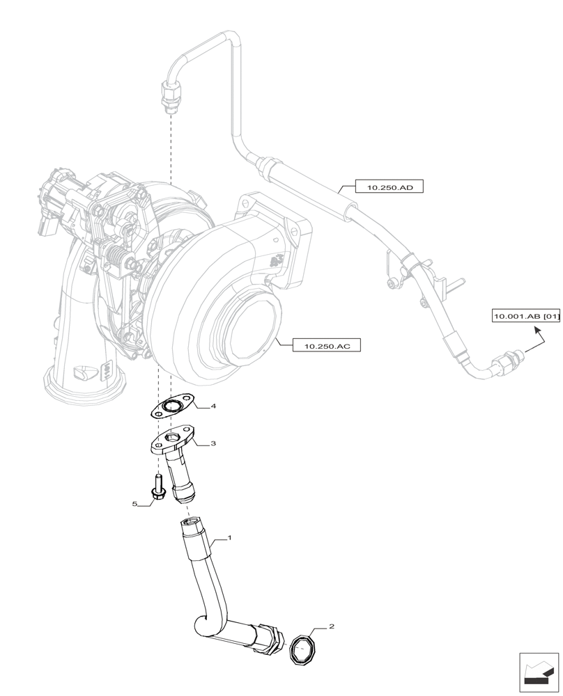 Схема запчастей Case IH F2CFP613A H001 - (10.250.AE) - TURBOCHARGER LINE, RETURN (10) - ENGINE