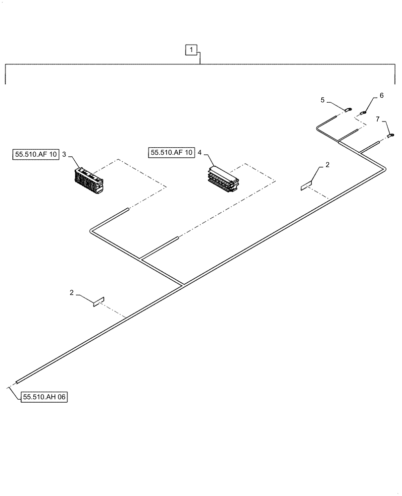 Схема запчастей Case IH 5140 - (55.510.AH[07]) - WIRE HARNESS, LOWER ROOF, CONTINUED (55) - ELECTRICAL SYSTEMS