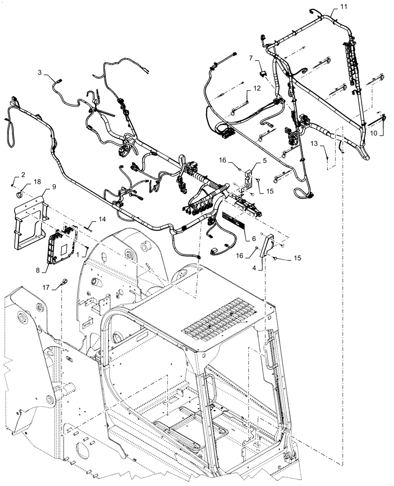 Схема запчастей Case IH SR250 - (55.101.AC[04]) - WIRE HARNESS & CONNECTOR, ELECTRONIC CONTROLS, OPEN CAB (20-MAY-2015 & PRIOR) (55) - ELECTRICAL SYSTEMS