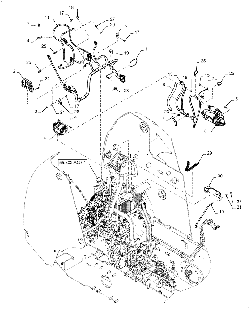 Схема запчастей Case IH SV250 - (55.015.AB) - ENGINE ELECTRICAL (55) - ELECTRICAL SYSTEMS