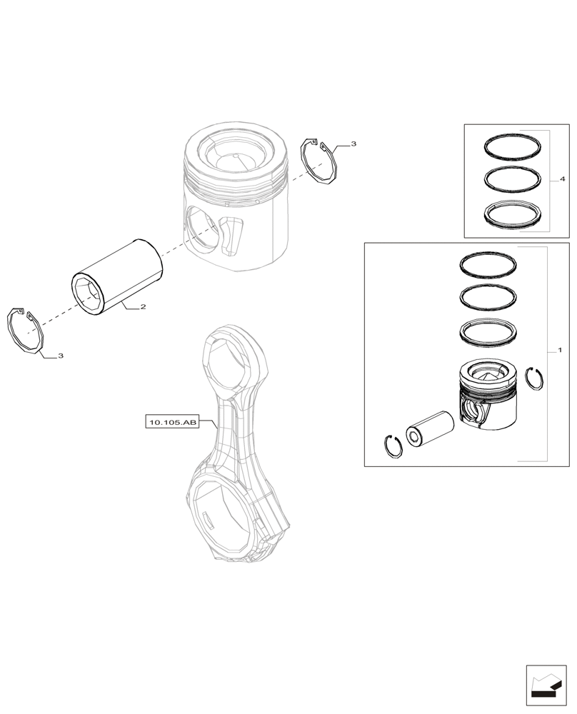 Схема запчастей Case IH F2CFP613C H006 - (10.105.AG) - PISTON (10) - ENGINE