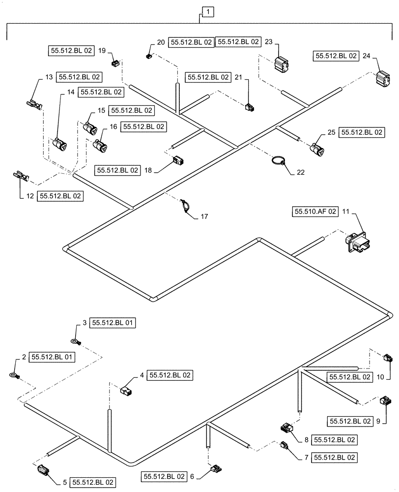 Схема запчастей Case IH 5140 - (55.512.BL[03]) - WIRE HARNESS, RH CONSOLE (55) - ELECTRICAL SYSTEMS