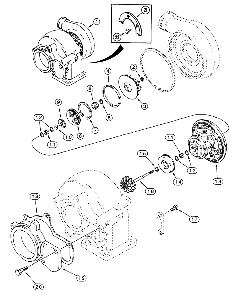 Схема запчастей Case IH 7220 - (2-042) - TURBOCHARGER ASSENBLY, 6T-830 EMISSIONS CERT. ENGINE, 7220 TRACTOR, P.I.N. JJA0064978 AND AFTER (02) - ENGINE