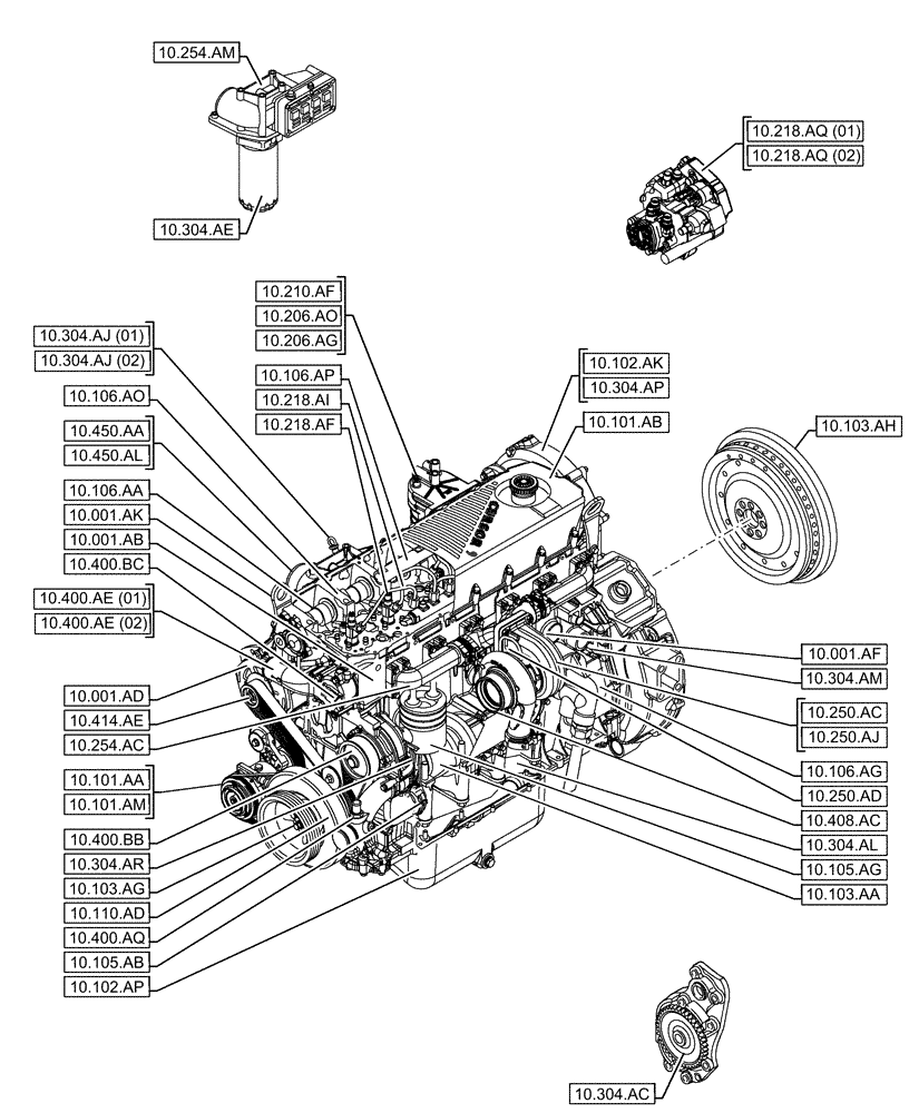 Схема запчастей Case IH F2CFE613C B043 - (10.000.00) - SECTION INDEX - ENGINE (10) - ENGINE