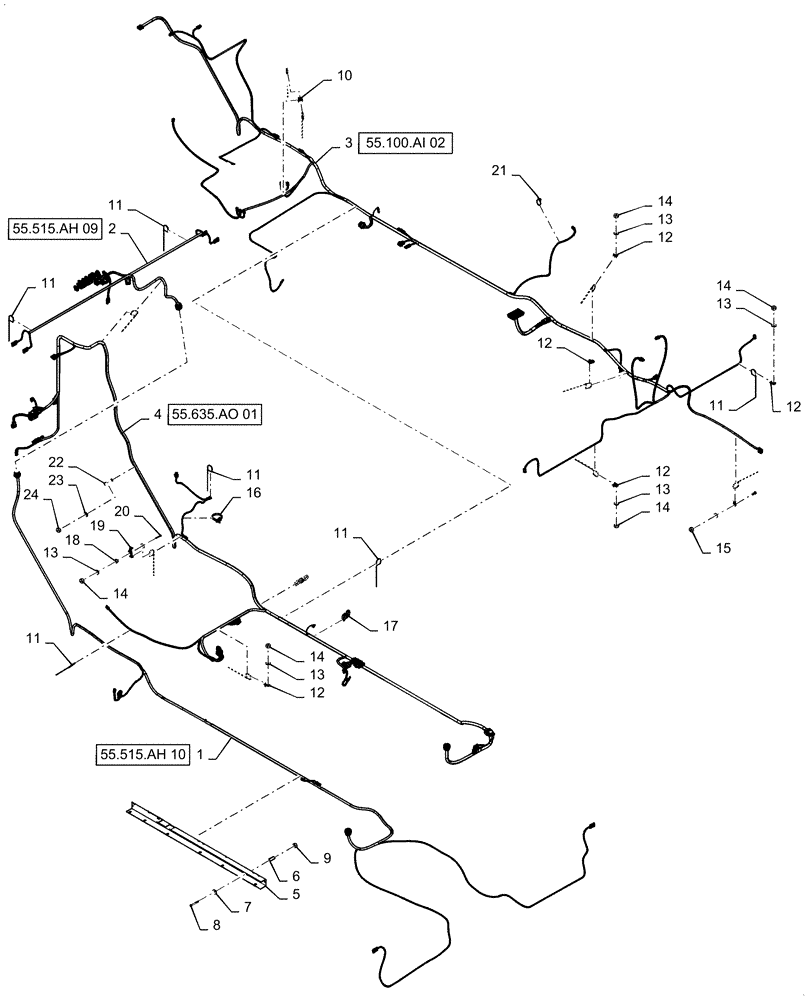 Схема запчастей Case IH PATRIOT 2250 - (55.100.AI[01]) - HARNESS, CHASSIS MOUNTED (55) - ELECTRICAL SYSTEMS