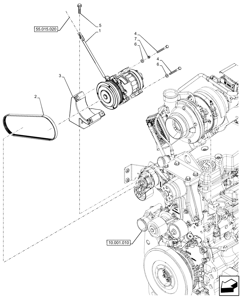 Схема запчастей Case IH OPTUM 270 CVT - (50.200.020) - VAR - 391190, 758000, 759041 - AIR CONDITIONING, COMPRESSOR (50) - CAB CLIMATE CONTROL