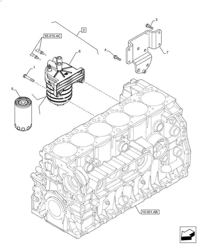 Схема запчастей Case IH F2CFE613C B043 - (10.206.AG) - FUEL FILTER, SUPPORT (10) - ENGINE