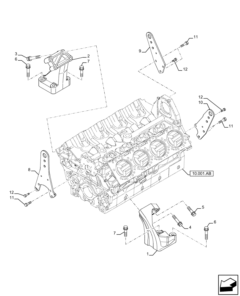 Схема запчастей Case IH FVAE2884X B200 - (10.001.AK) - HOOK (10) - ENGINE