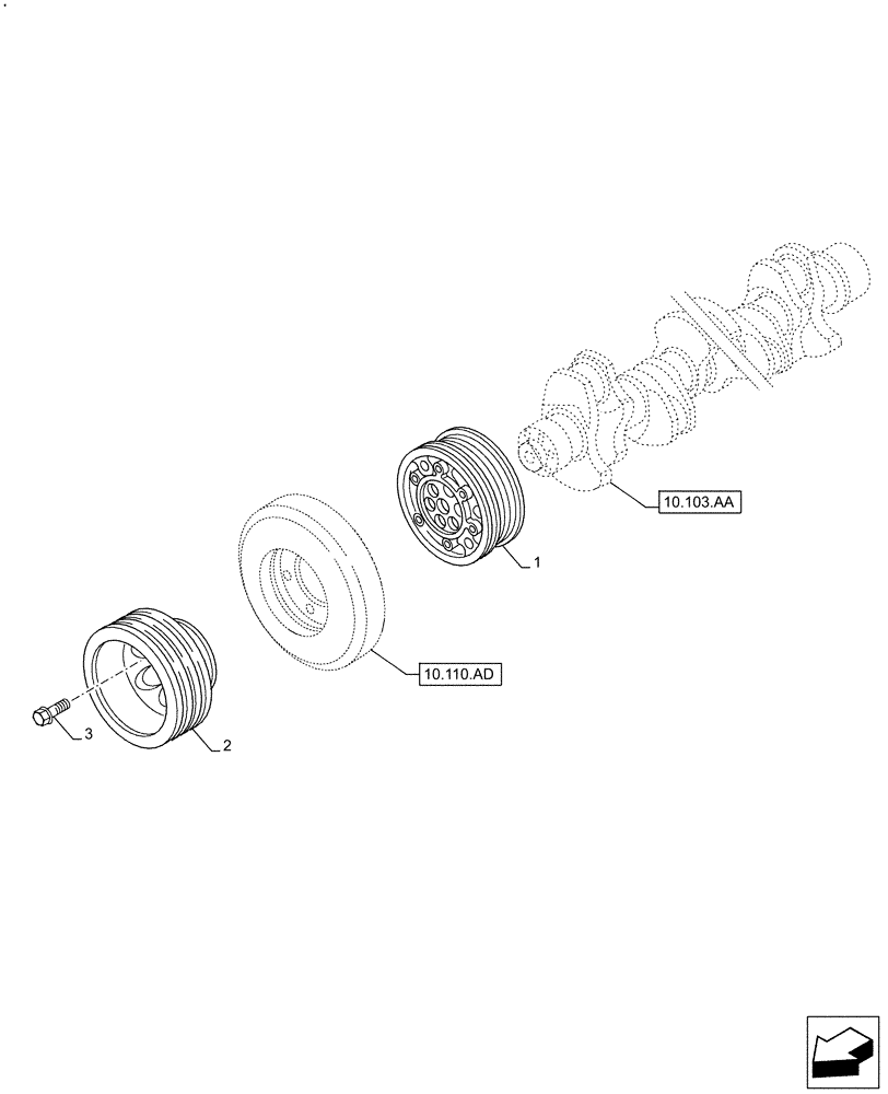 Схема запчастей Case IH F2CFE613C B041 - (10.103.AG) - CRANKSHAFT & PULLEY (10) - ENGINE