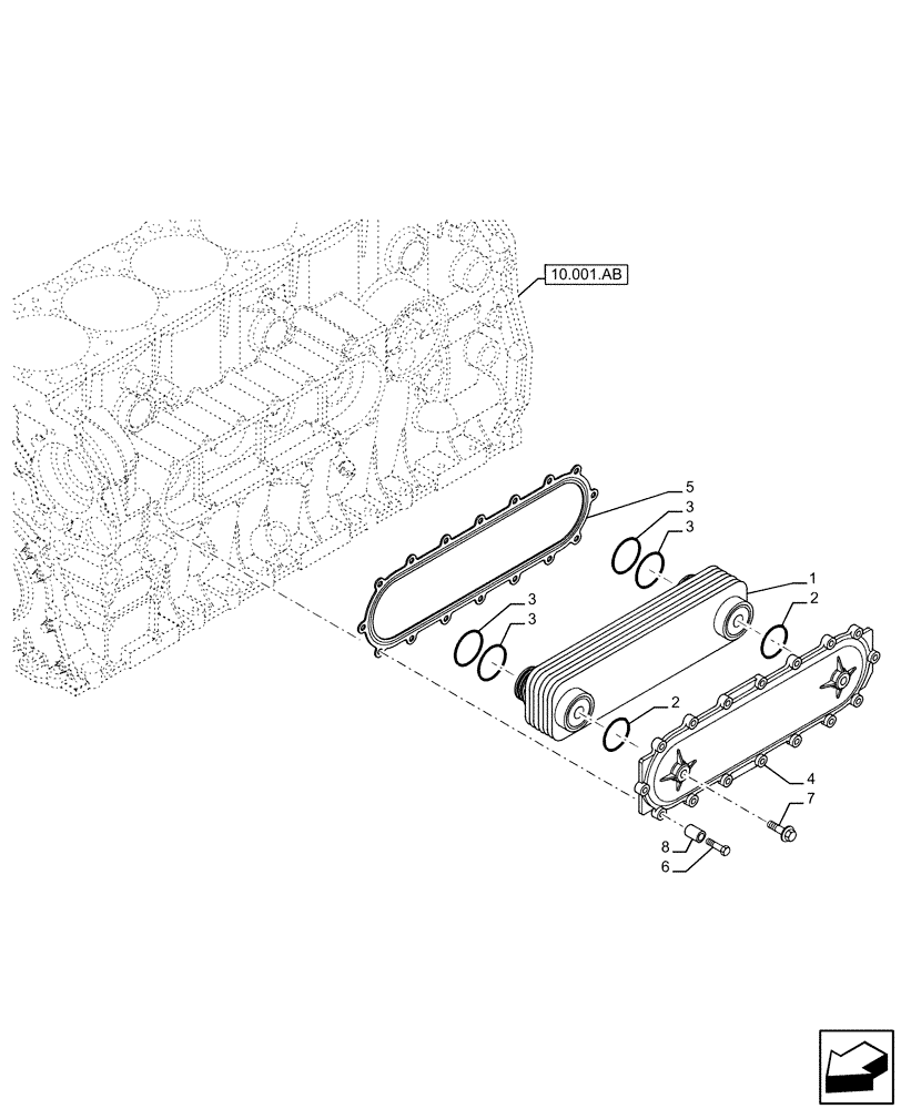 Схема запчастей Case IH F2CFE613F B003 - (10.408.AC) - ENGINE, HEAT EXCHANGER (10) - ENGINE