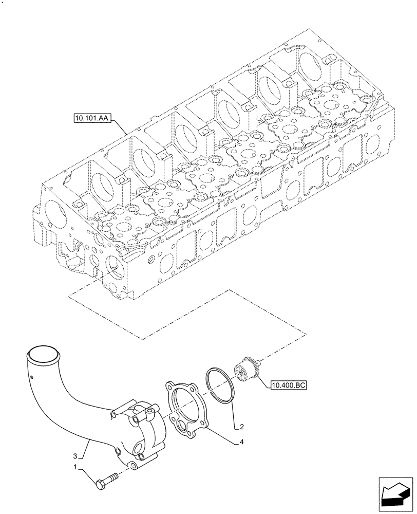 Схема запчастей Case IH F2CFE613F B003 - (10.400.AE[01]) - ENGINE, COOLING SYSTEM LINE (10) - ENGINE