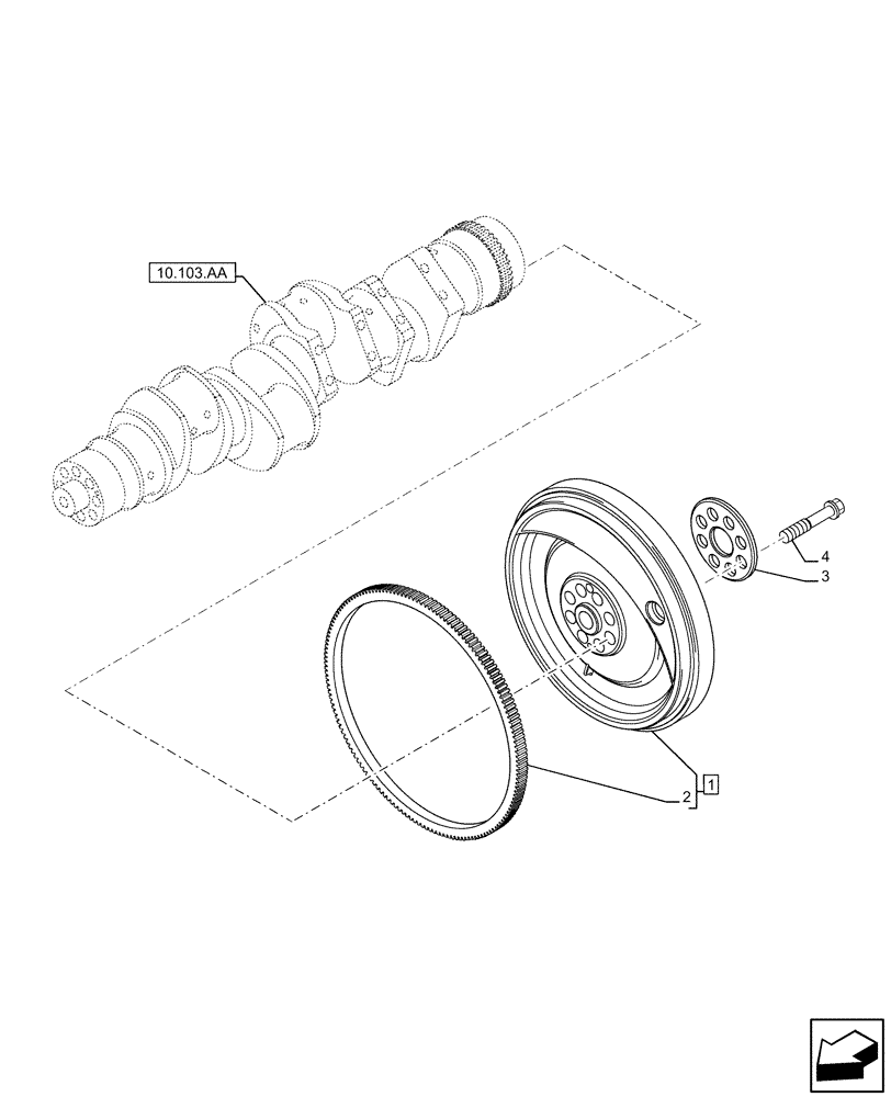 Схема запчастей Case IH FVAE2884X B200 - (10.103.AH) - FLYWHEEL - ENGINE (10) - ENGINE