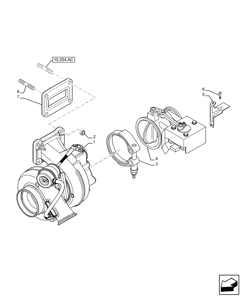 Схема запчастей Case IH F2CFE613E B043 - (10.250.AC) - TURBOCHARGER (10) - ENGINE