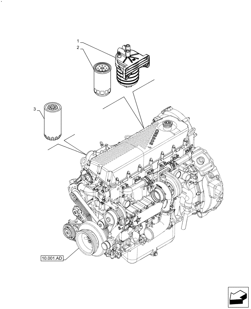 Схема запчастей Case IH F2CFE613C B043 - (05.100.03[01]) - FILTERS (05) - SERVICE & MAINTENANCE