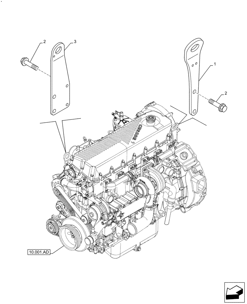 Схема запчастей Case IH F2CFE613F B041 - (10.001.AK[01]) - ENGINE, SUPPORT, MOUNT (10) - ENGINE