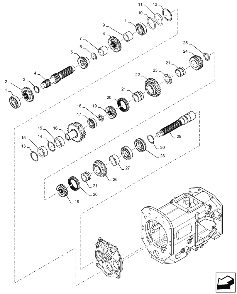 Схема запчастей Case IH FARMALL 55C - (21.140.020) - GEAR SHAFT - HST, TRANSMISSION (21) - TRANSMISSION