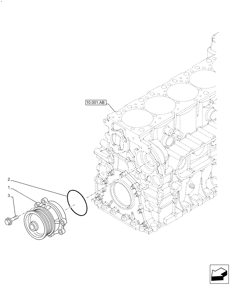 Схема запчастей Case IH F2CFE613C B041 - (10.400.BB) - WATER PUMP (10) - ENGINE