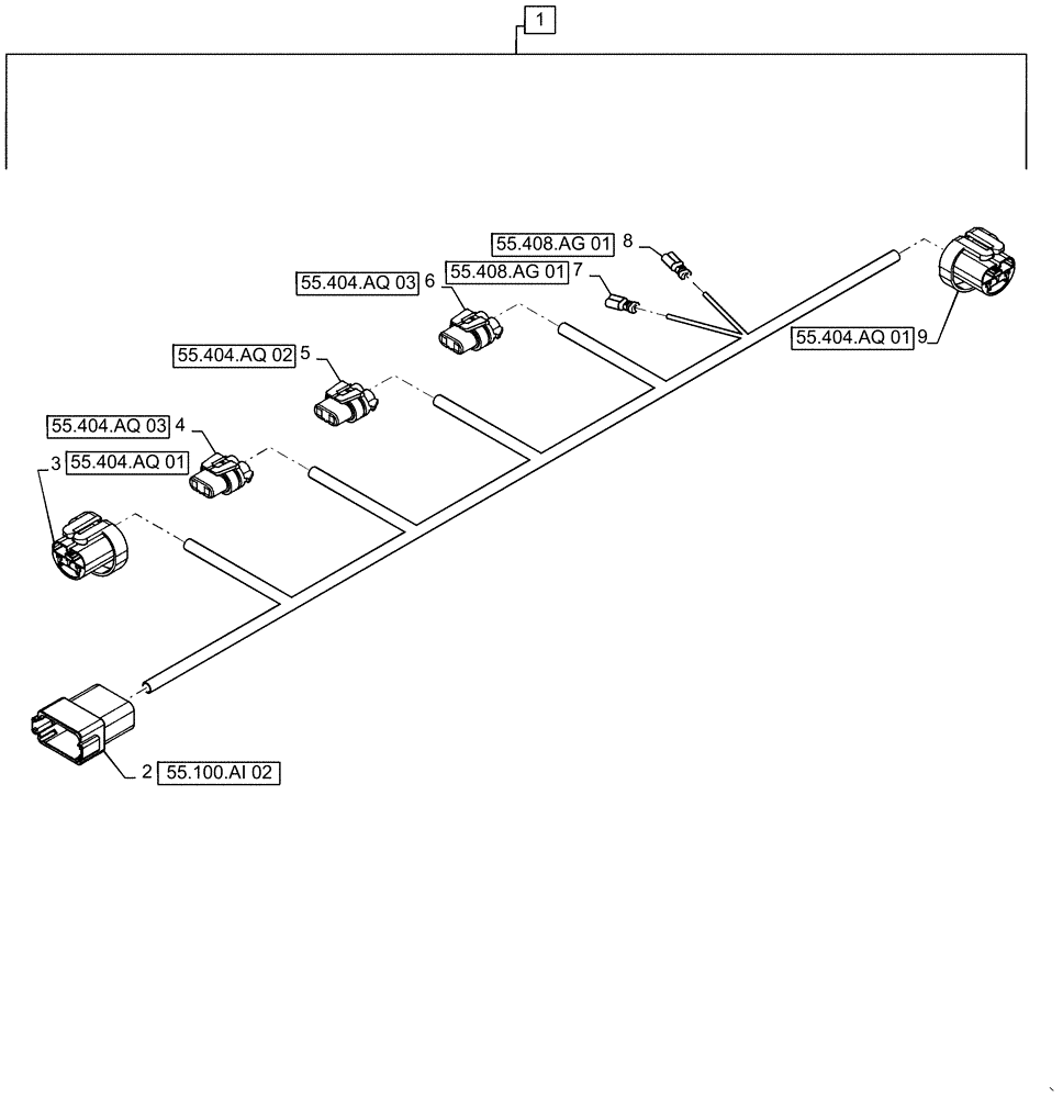 Схема запчастей Case IH PATRIOT 2250 - (55.511.AC[01]) - HOOD LIGHT HARNESS (55) - ELECTRICAL SYSTEMS