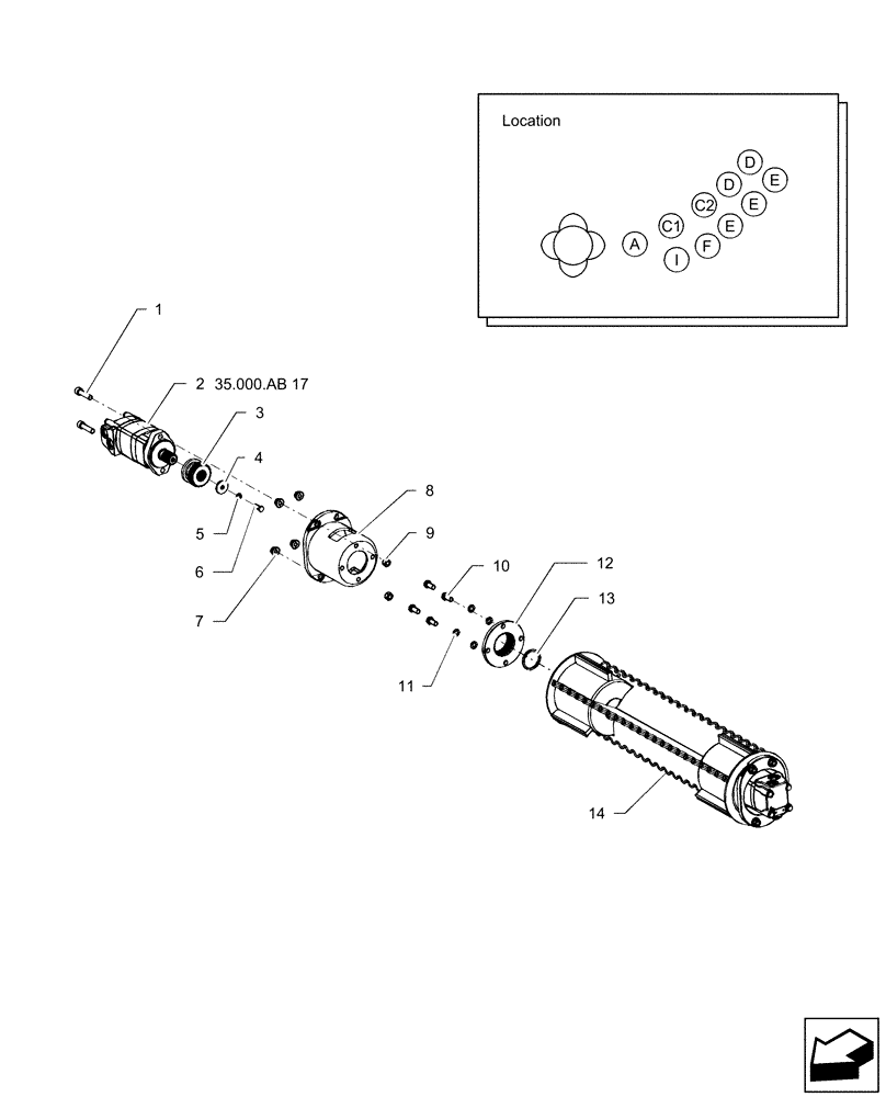 Схема запчастей Case IH A8800 - (60.390.AA[03]) - BOTTOM ROLLER (F) - MY2016 (60) - PRODUCT FEEDING