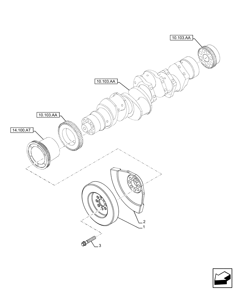 Схема запчастей Case IH FVAE2884X B200 - (10.110.AD) - CRANKSHAFT, DAMPER (10) - ENGINE