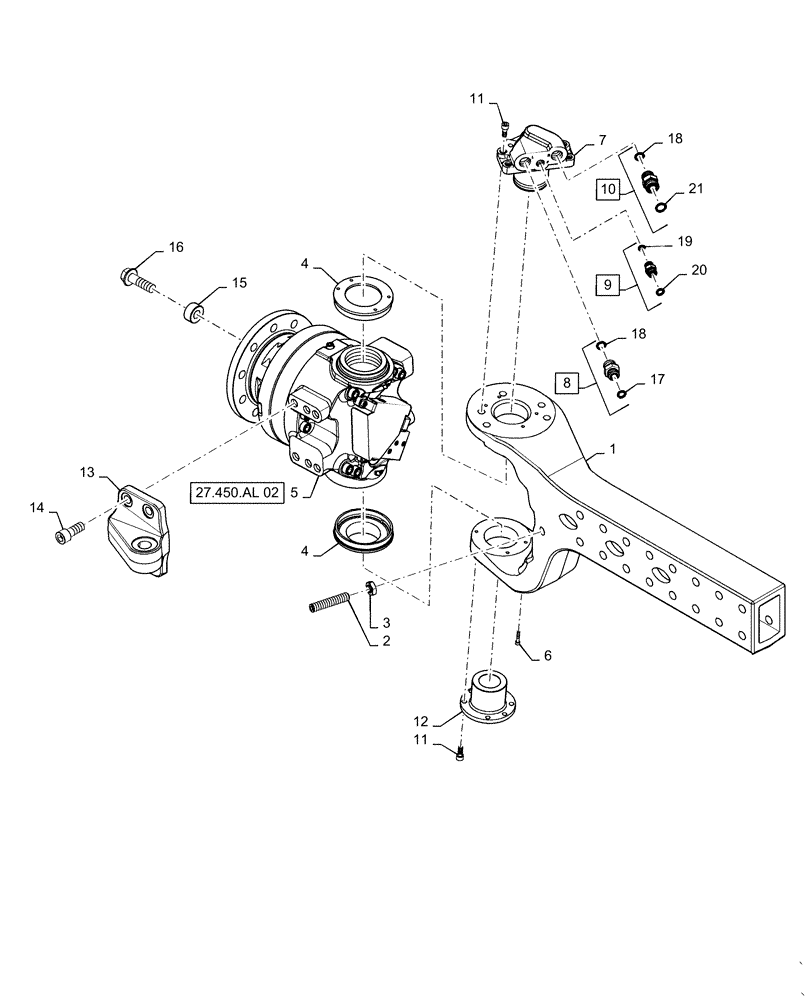 Схема запчастей Case IH 7140 - (27.450.AJ[02]) - AXLE EXTENSION, RH, 2-SPEED (27) - REAR AXLE SYSTEM