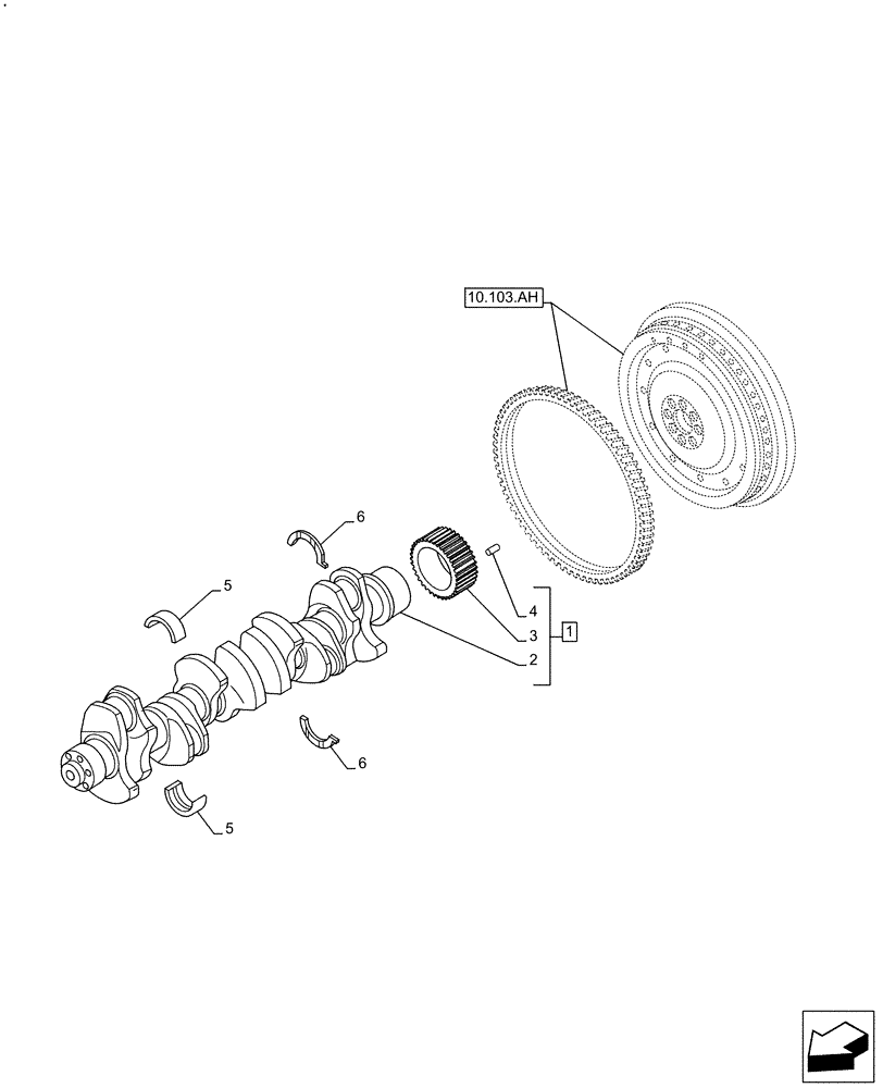 Схема запчастей Case IH F2CFE613C B041 - (10.103.AA) - CRANKSHAFT (10) - ENGINE