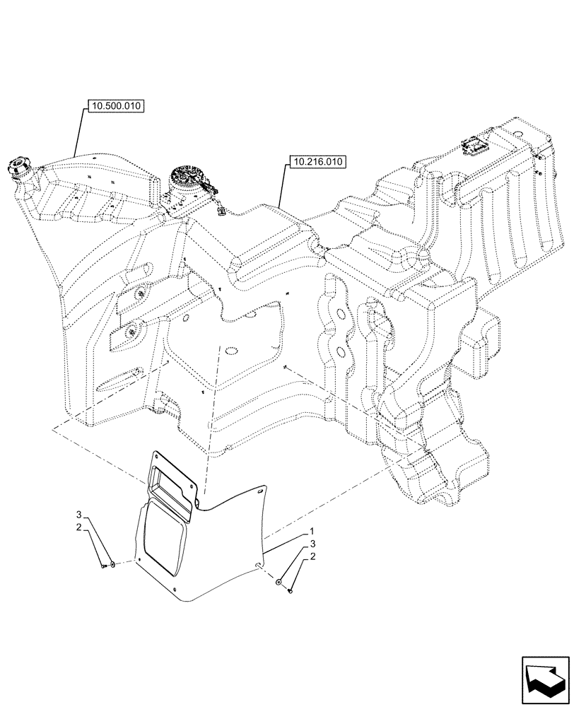 Схема запчастей Case IH OPTUM 270 CVT - (10.216.070) - VAR - 391173, 758654, 758655, 758655, 758656, 758657, 758658, 758861, 758862 - FUEL TANK, COVER (10) - ENGINE